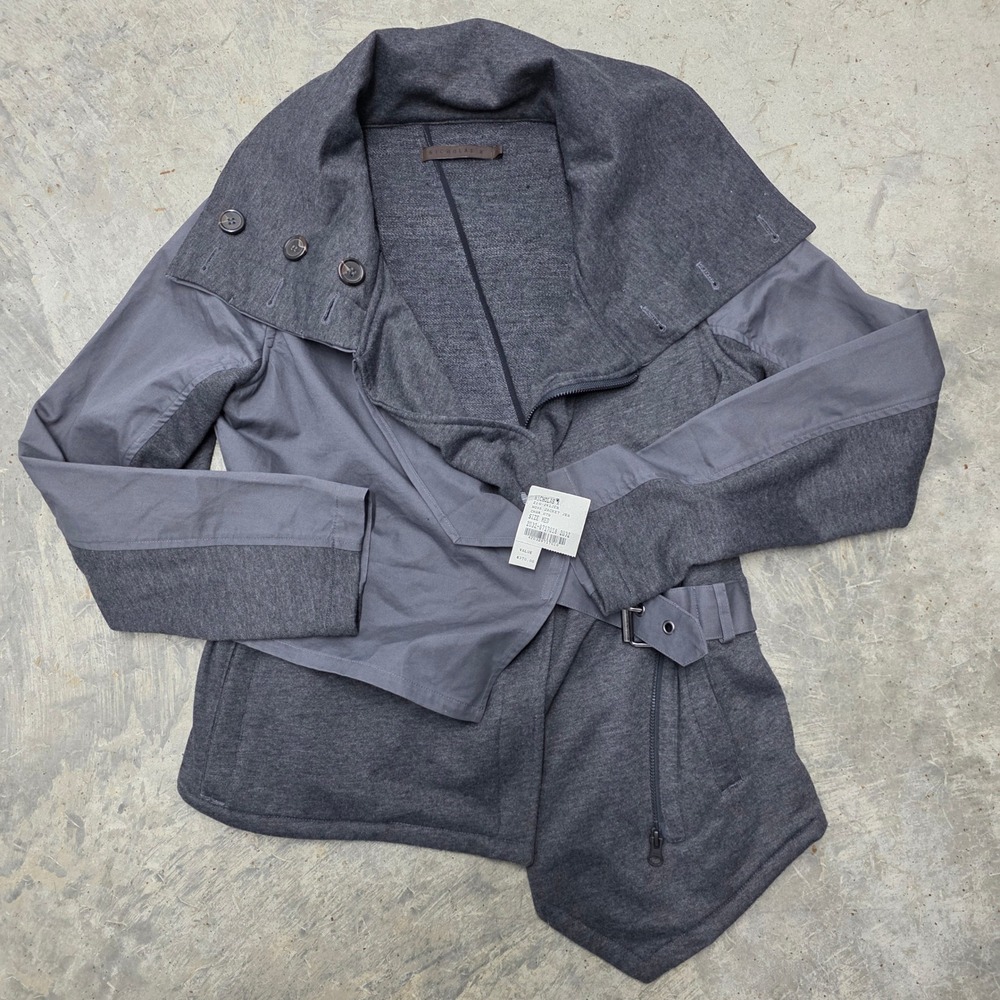 NICHOLAS K NOVA JACKET JER‎ Charcoal Heather Wrap Belted Asymmetrical Size Med